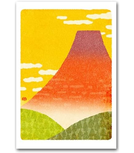 Amazon | 版画風ポストカード 「青富士」 日本の風景 絵葉書 年賀状